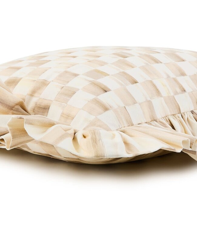 MACKENZIE CHILDS Mocha Check Throw Pillow with Ruffle