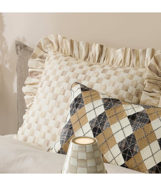 MACKENZIE CHILDS Mocha Check Throw Pillow with Ruffle