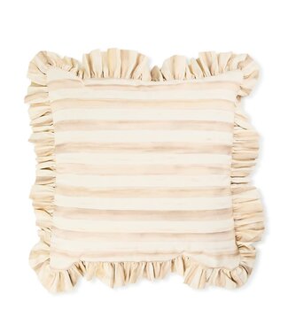 MACKENZIE CHILDS Mocha Stripe Throw Pillow with Ruffle