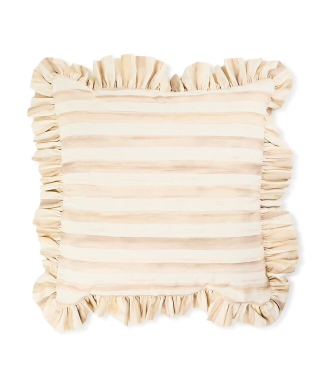 MACKENZIE CHILDS Mocha Stripe Throw Pillow with Ruffle
