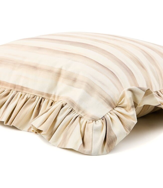 MACKENZIE CHILDS Mocha Stripe Throw Pillow with Ruffle