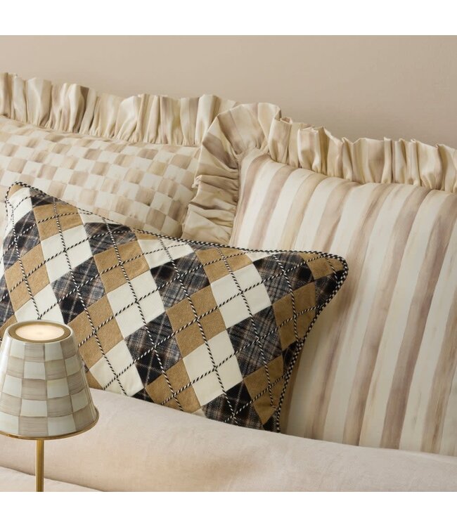 MACKENZIE CHILDS Mocha Stripe Throw Pillow with Ruffle