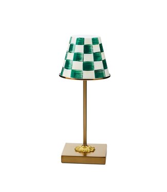 MACKENZIE CHILDS Emerald Check LED Rechargeable Cafe Table Lamp