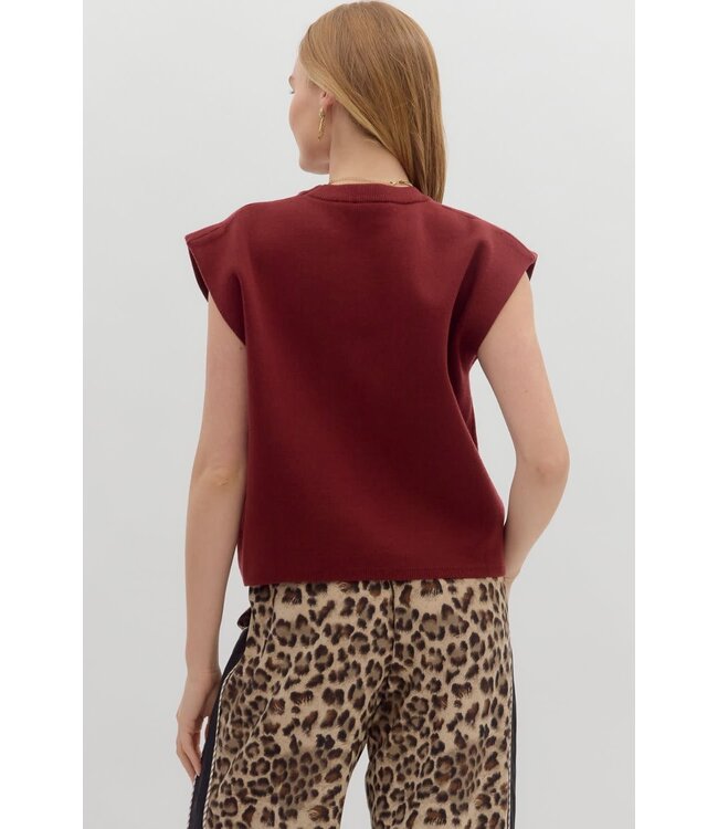 Olivia Solid Crewneck Sweater Knit Muscle Tee Top