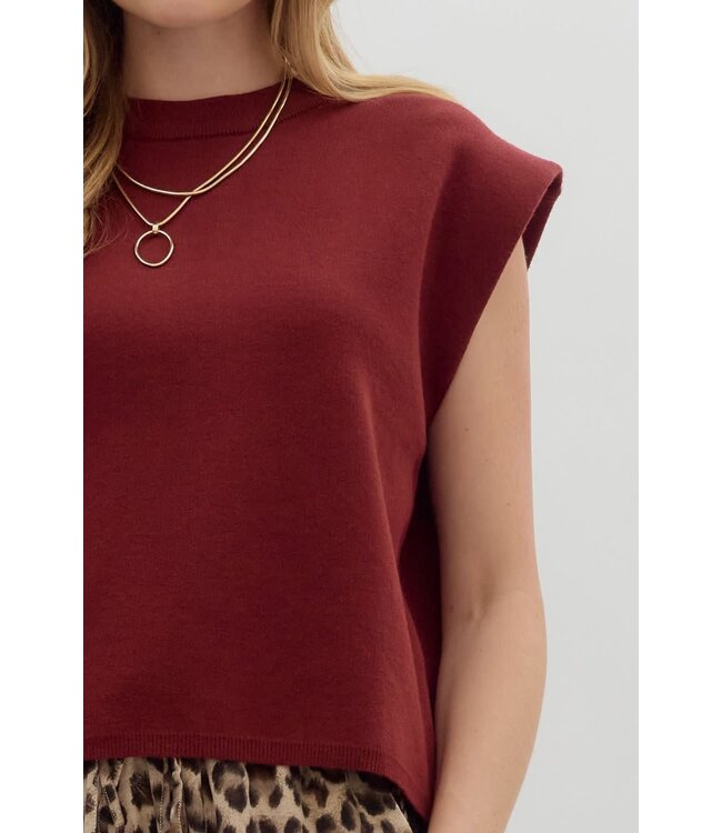 Olivia Solid Crewneck Sweater Knit Muscle Tee Top