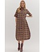 Ava Geometric Print Short Sleeve Midi Dress