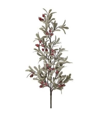 35” Frosted Miseltoe/Berry Spray