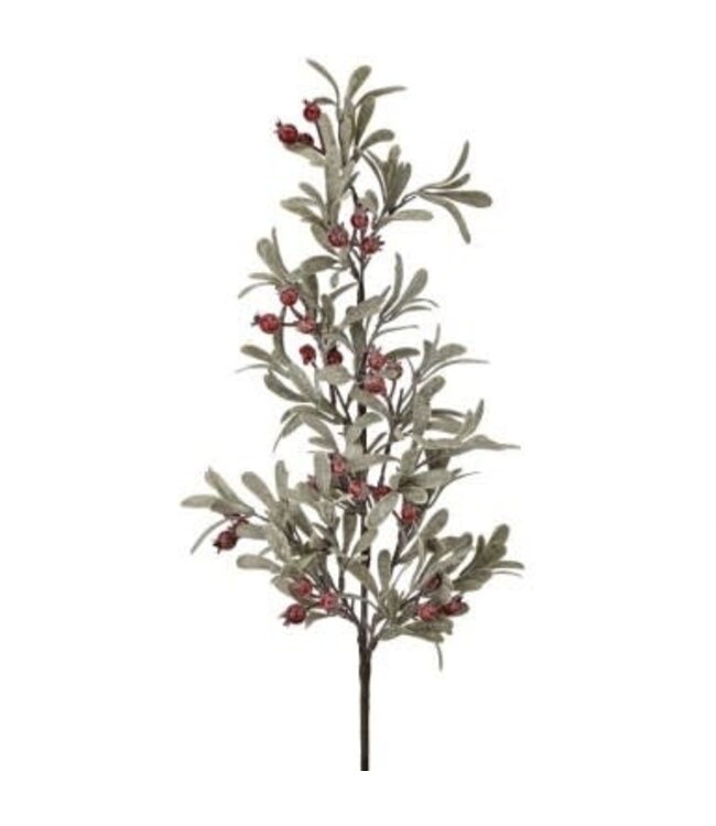 35” Frosted Miseltoe/Berry Spray