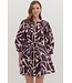 Luna Geometric Print ¾ Sleeve Mini Dress