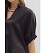 Ella Metallic V-Neck Band Collar Short Dolman Sleeve Top
