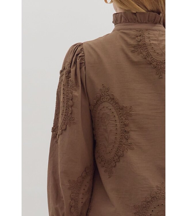 Avery Solid Long Sleeve Button Front Top