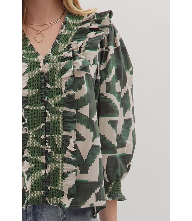 Hazel Printed ¾ Puff Sleeve Top