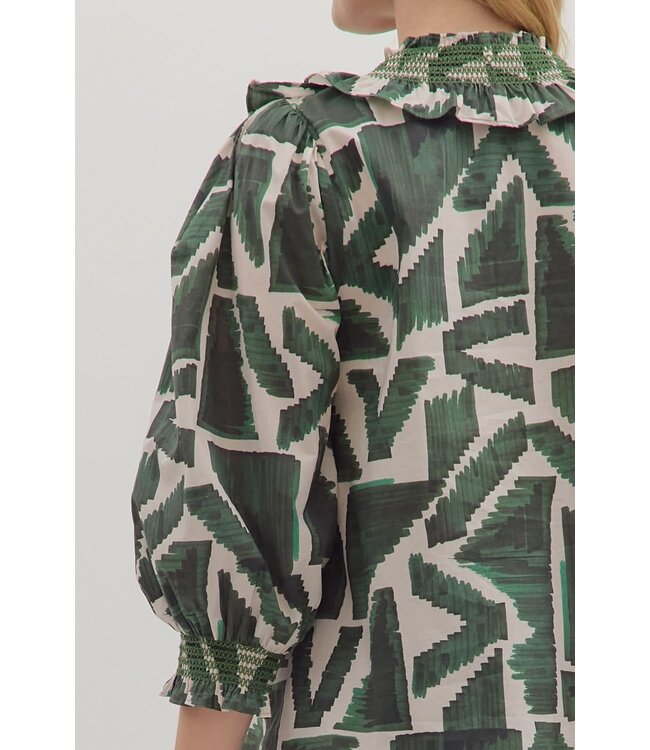 Hazel Printed ¾ Puff Sleeve Top