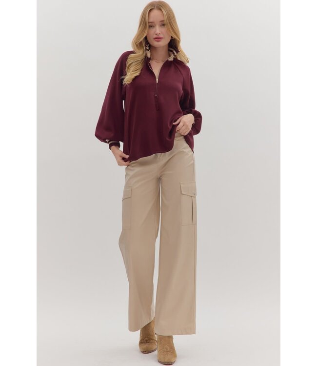 Ellie Solid Long Sleeve Knit Top