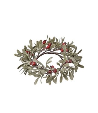 Frosted Mistletoe/Berry Candle Ring