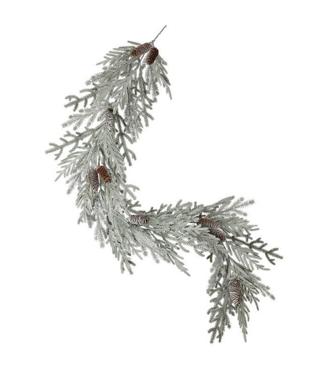 60" Snowy Pine Garland with Cone
