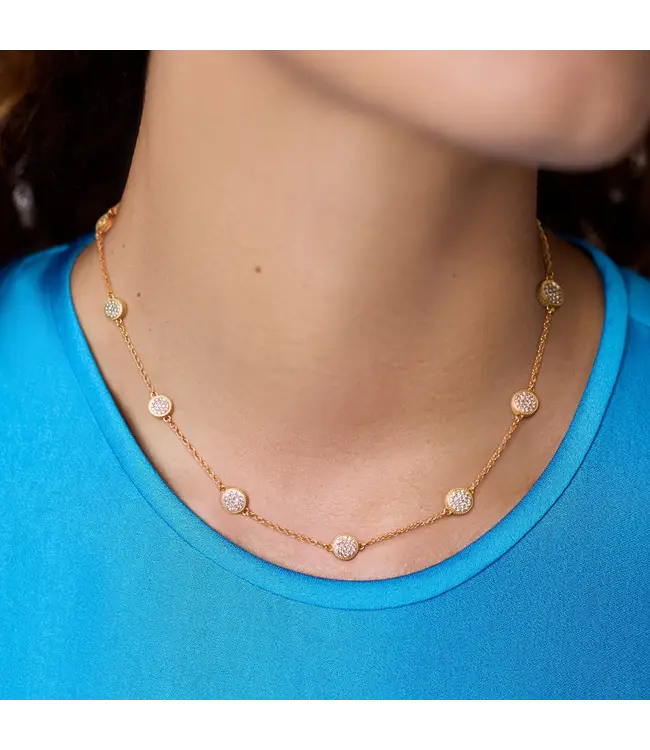 JULIE VOS Windsor Delicate Station Necklace Pave Cubic Zirconia