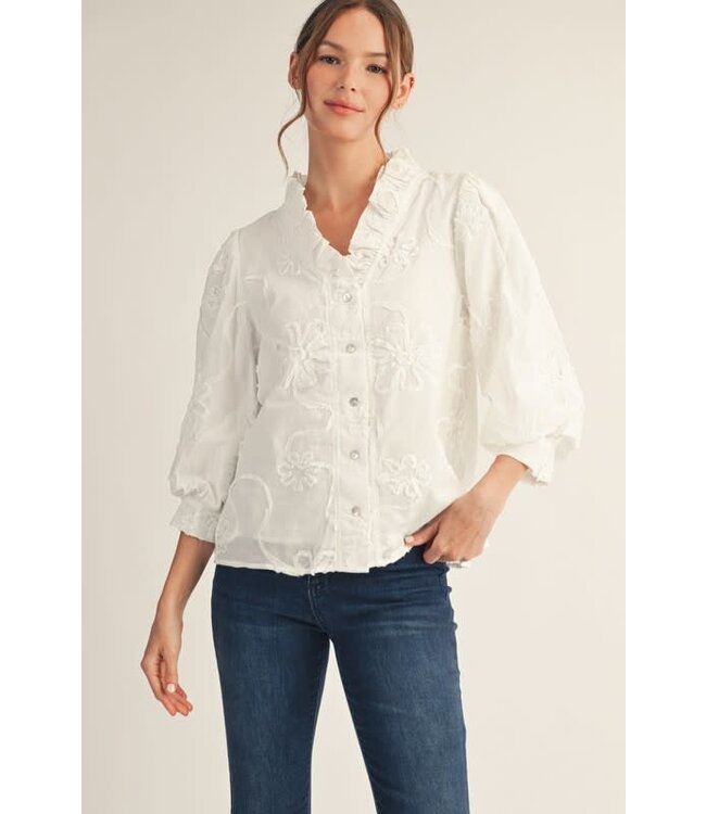 Madeline Button Down 3d Floral Top