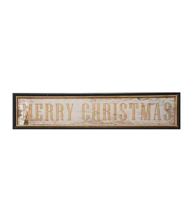 MDF Wall Décor With Antiqued Mirror "Merry Christmas"