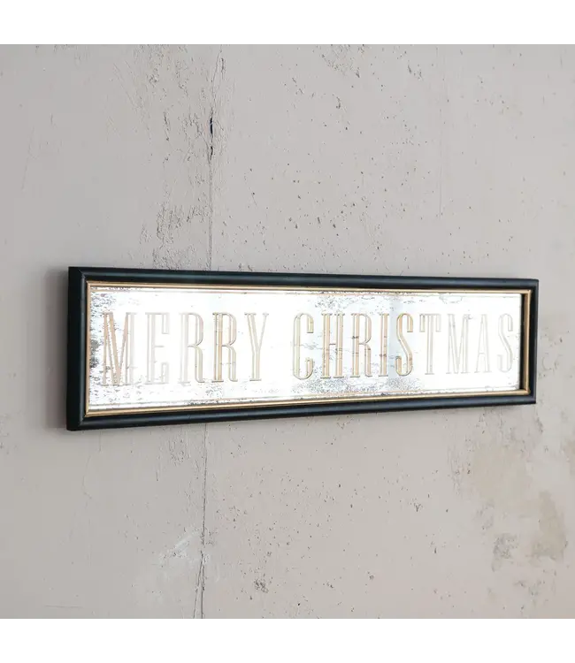 MDF Wall Décor With Antiqued Mirror "Merry Christmas"