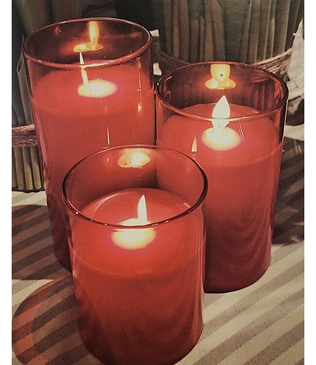 Moving Flame LED Glass Pillar - Sold Individually