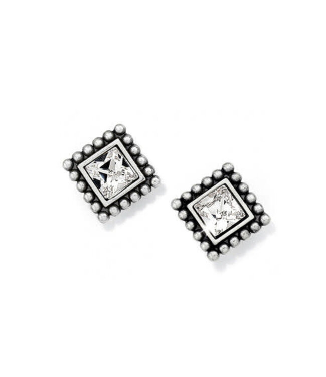 BRIGHTON Sparkle Square Mini Post Earrings Silver