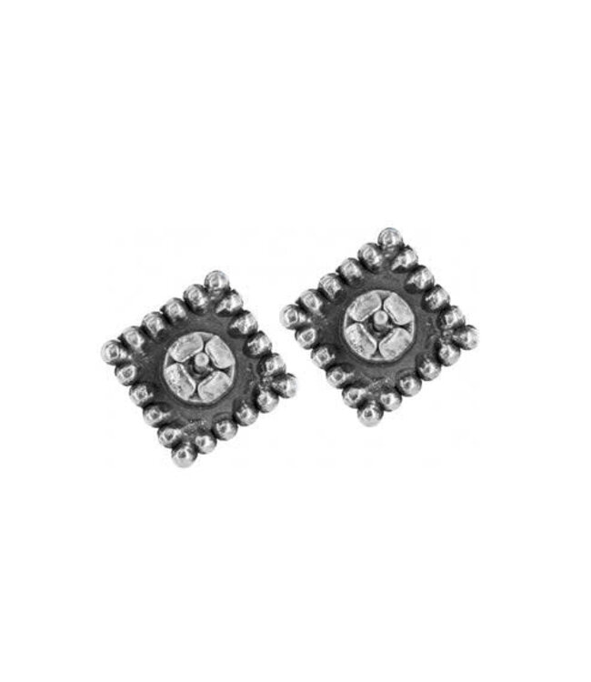 BRIGHTON Sparkle Square Mini Post Earrings Silver