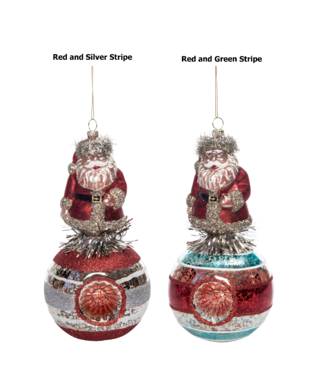 Glass Figural Tinsel Santa Ornament - Sold Individually