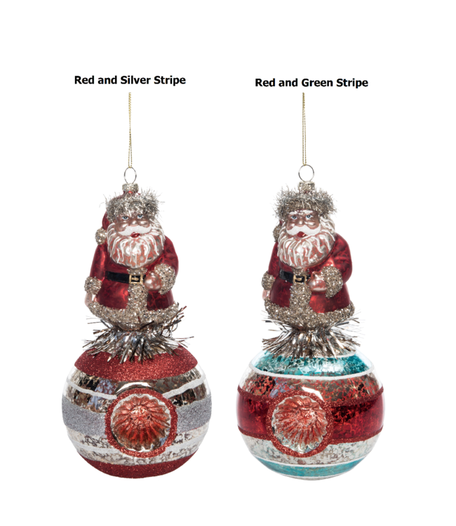 Glass Figural Tinsel Santa Ornament - Sold Individually
