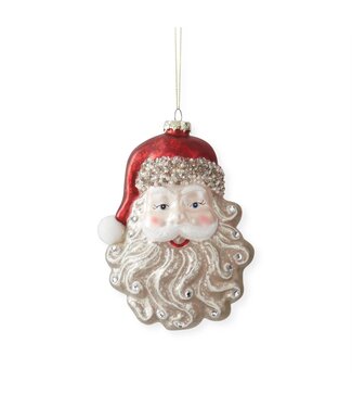 7 Inch Santa Head w/Rhinestones Glass Ornament