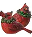 6.5" Resin Glitter Cardinal with Holly - Sold Individually