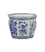 Ceramic Chinoiserie Planter Pot White & Blue Round Hex - Sold Individually