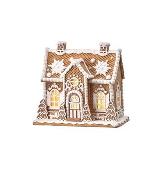 10" LED/Battery/Timer Clay Sugar/Spice Snowflake House