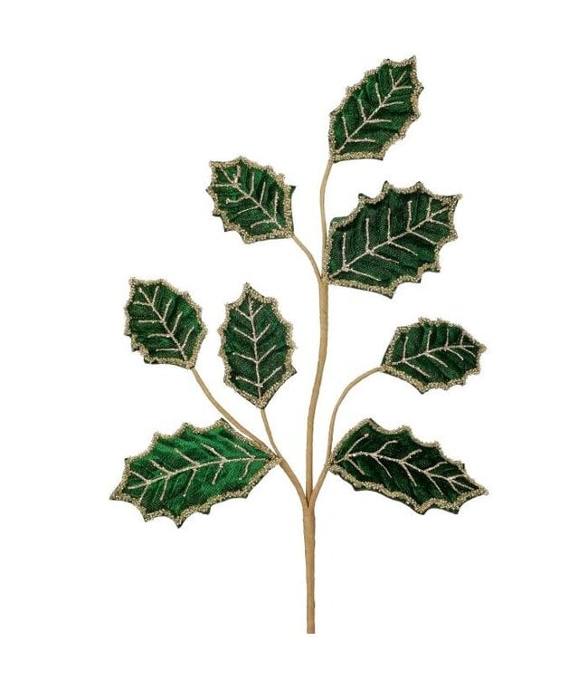 27" Beaded Velvet Leaf Spray