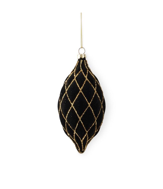 Black & Gold Velvet Ornament - Sold Individually