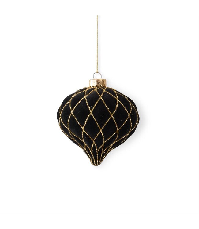 Black & Gold Velvet Ornament - Sold Individually