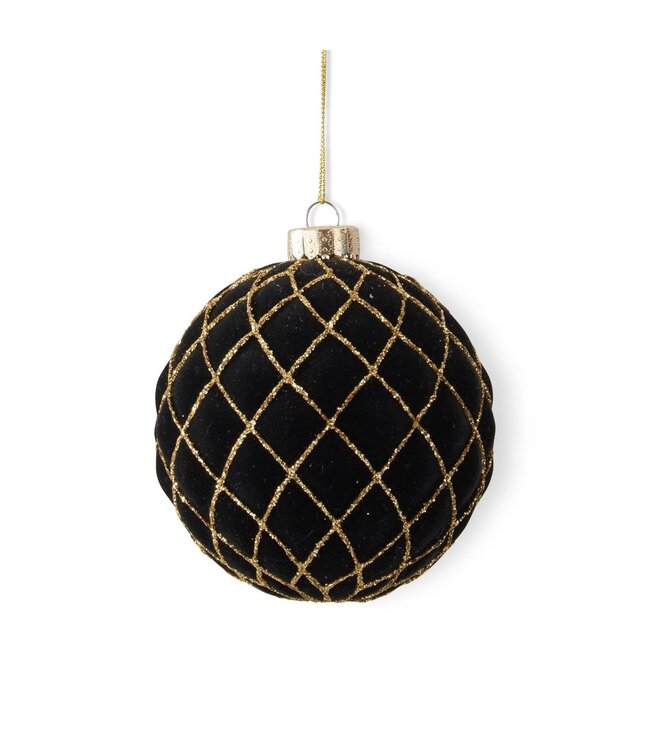 Black & Gold Velvet Ornament - Sold Individually