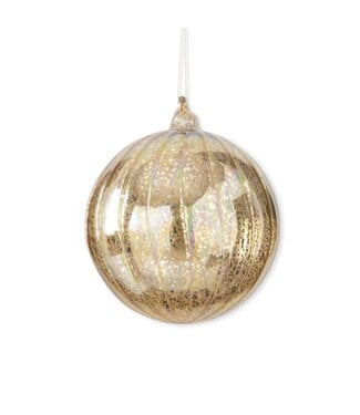 5.75 Inch Gold Ribbed Mercury Glass Round Ornament