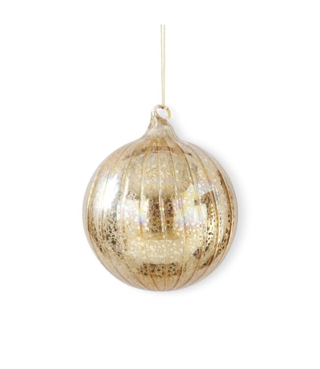 4.75 Inch Gold Ribbed Mercury Glass Round Ornament