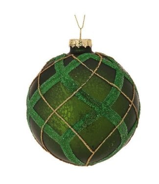 4" Mercury Glass Stripe Ball Ornament