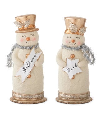 10 Inch Snowmen w/Silver Tinsel Collar