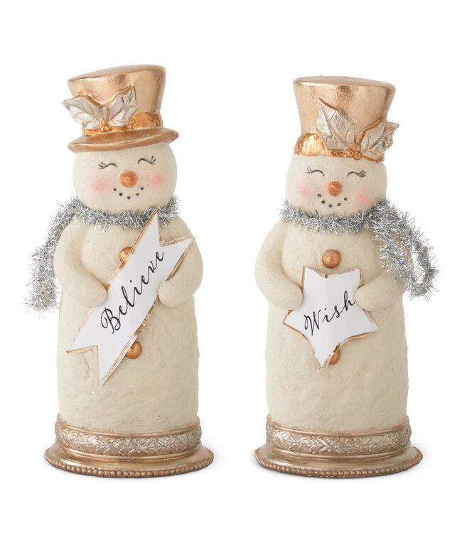 10 Inch Snowmen w/Silver Tinsel Collar