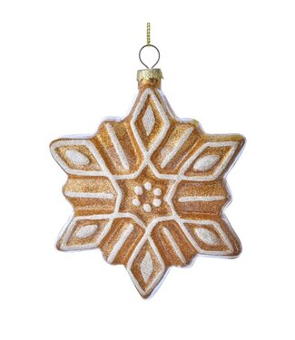 5" Glass Gingerbread Snowflake Ornament