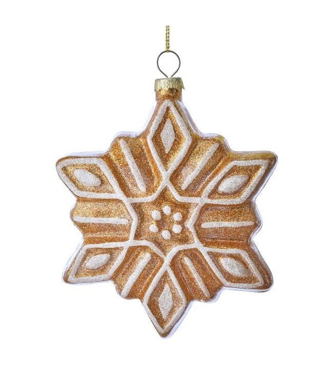 5" Glass Gingerbread Snowflake Ornament