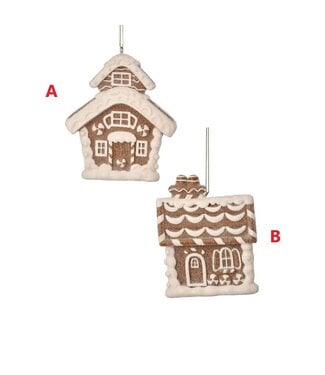 4" Resin Gingerbread House Ornament - Sold Individually