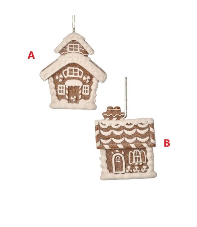 4" Resin Gingerbread House Ornament - Sold Individually