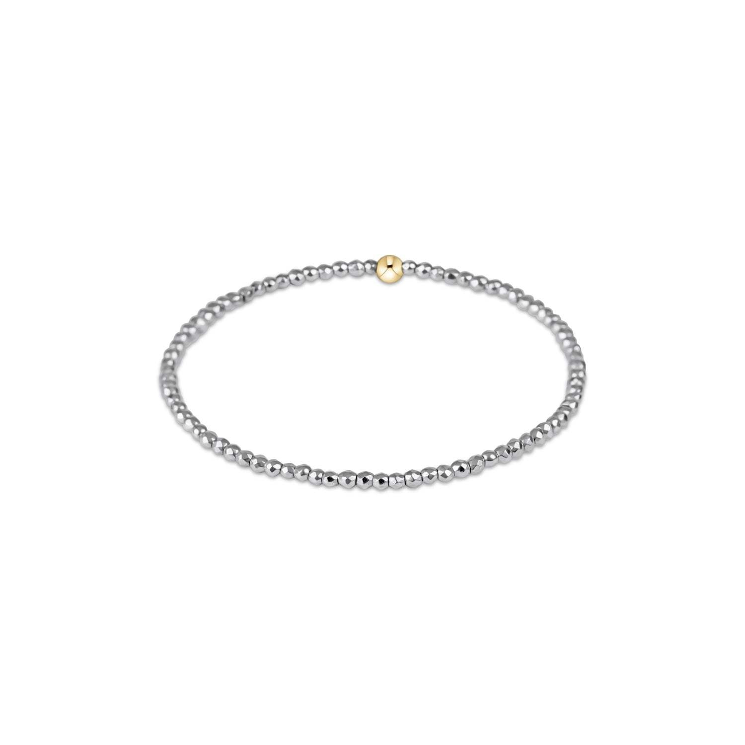 FACETED HEMATITE 2MM BEAD BRACELET W/ GOLD CROSS CHARM main image 1