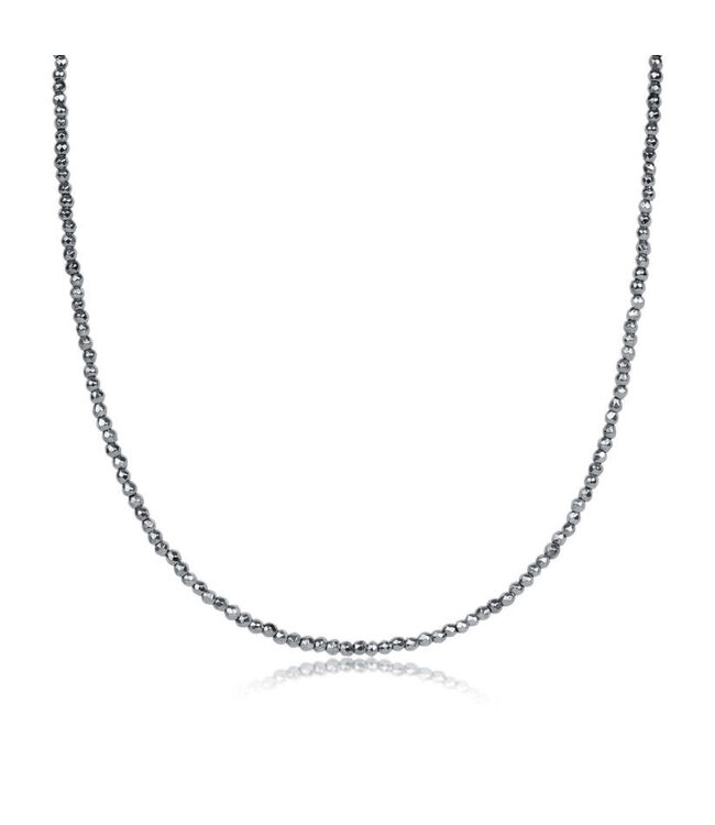 ENEWTON 17" Choker Silver Faceted Hematite 2mm Bead