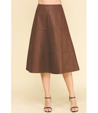 Lyka Pu Leather Tiered A-line Skirt