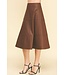 Lyka Pu Leather Tiered A-line Skirt